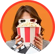 girl holding popcorn bucket - Flix Live TV