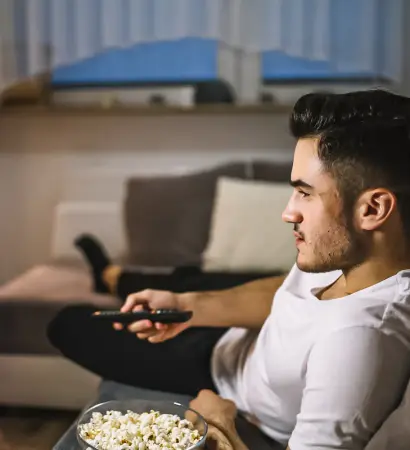 Guy excited watching tv - flix live tv